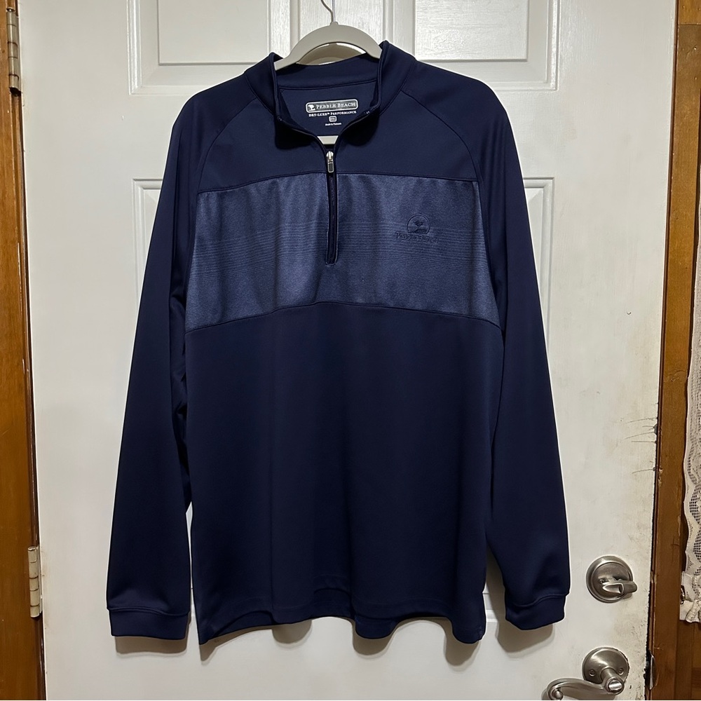 Pebble Beach Men’s Dry Luxe‎ Performance 1/4 Zip Navy Blue Size XXL EUC